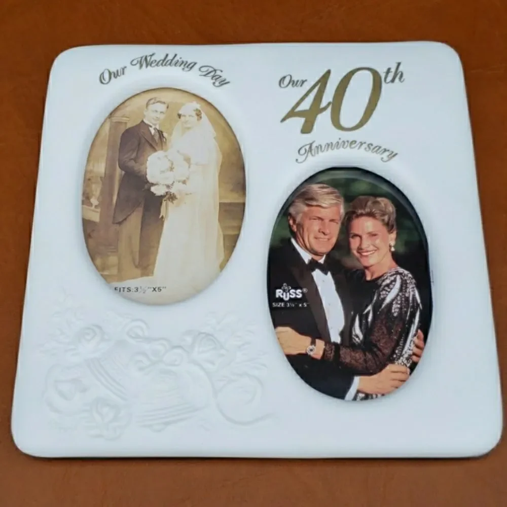 New in Box 40th Anniversary Ceramic Picture Frame